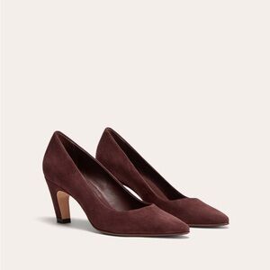 Everlane Banana Pump Dark Mahogany Suede Heels Size 6.5 NEW